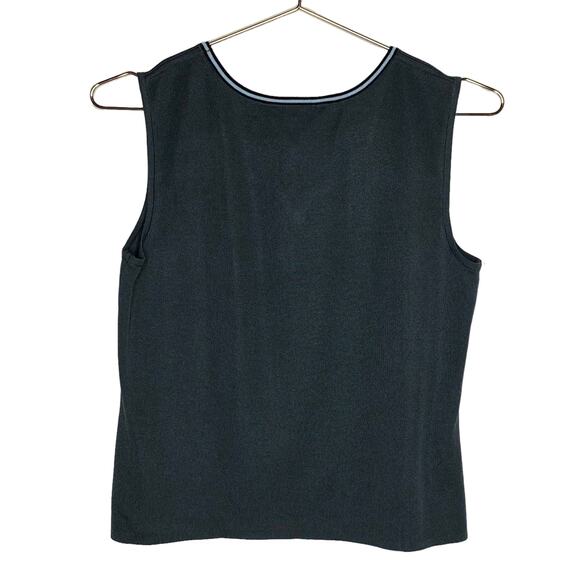 Ming Wang Womens Petite Small Sweater Shell Gray Sleeveless Tank Top Blue Stripe - Picture 5 of 8